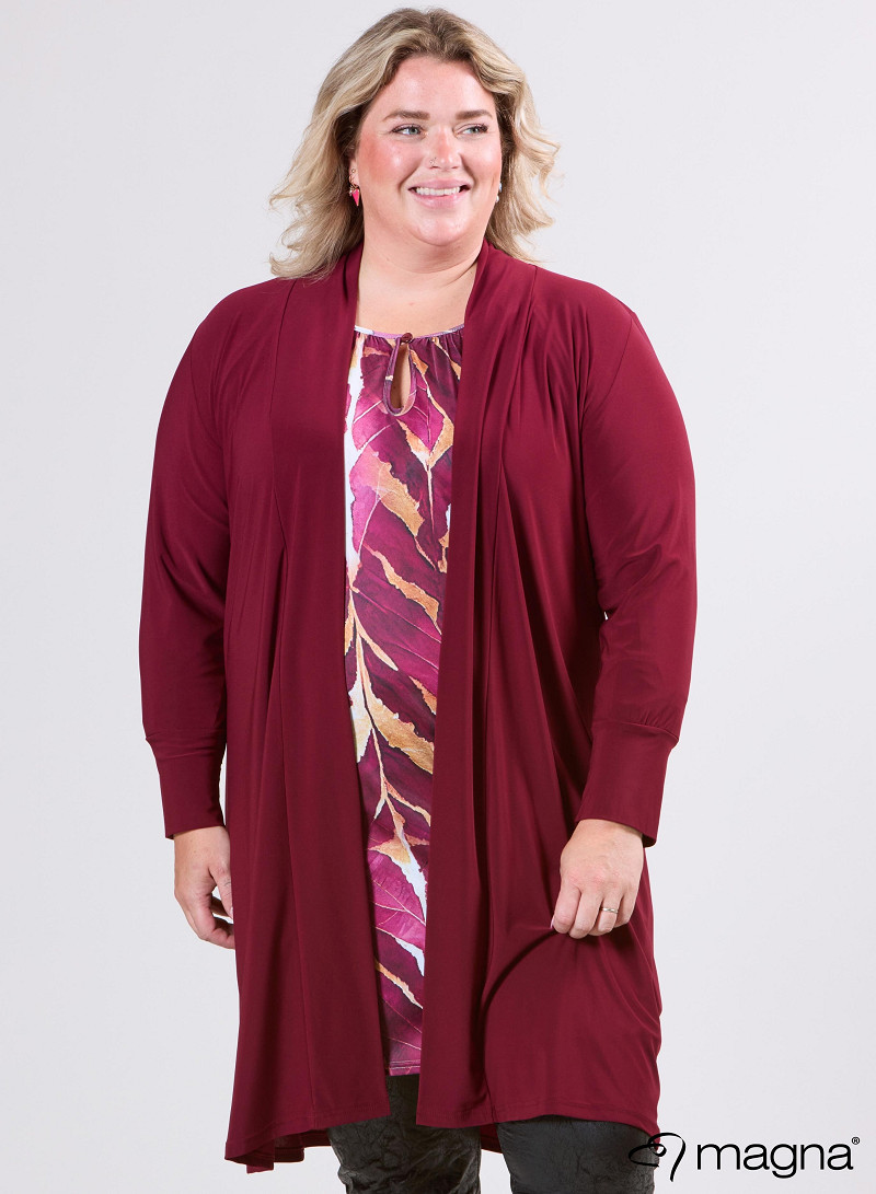 Open Front Loose Cardigan (N-2201) 032-Wine Red