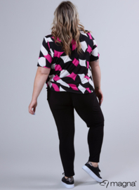 Short Sleeve Puffy Shirt (B-8018-PRINT) V75006-Diamond Blocks Pink