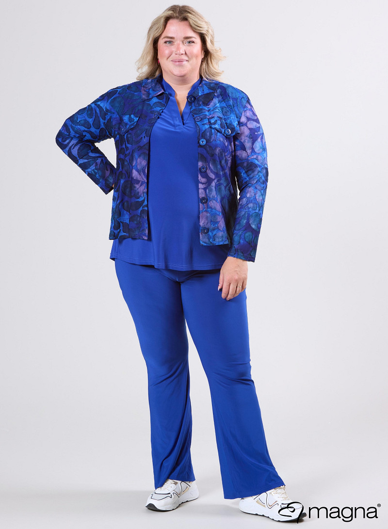 Jaquard Button Jacket (K-2402-MSH) T87060-Drop Shapes Royal Blue