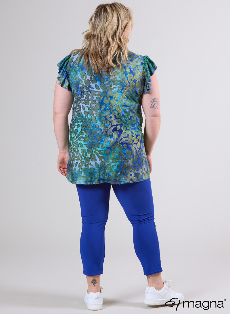 Sleeveless Frill Tunic (C-2305-MSH) U15060-Leopard Blue-Green