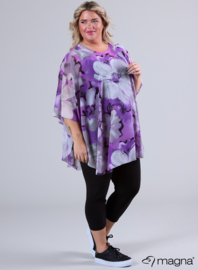 Poncho WINGS chiffon print (M-0004-CHP) V06021-Big Flower Purple