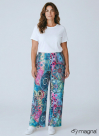 Broek Basic (D-03-PRINT) T27051-Flower Power Aqua