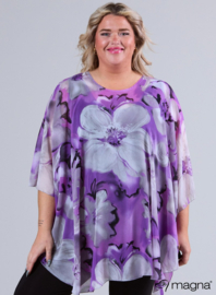 Poncho WINGS chiffon print (M-0004-CHP) V06021-Big Flower Purple