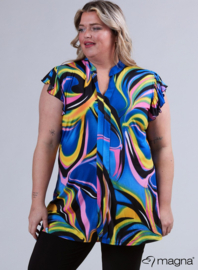 Sleeveless Frill Tunic (C-2305-PR) W64060-Rainbow Waves Blue