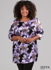 Simple Tunic  (ZF-TU-1005-SLK) U68021-Brushed Flower Purple