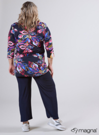 Button Tunic V-Shaped Neckline (C-2506-PR) U72017-Colorful Flower Navy