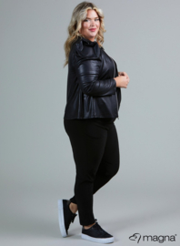 Kort Leather Look Puff Shoulder Jacket (K-2401-LL) 001-Zwart