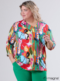 Comfy Button Flap Tunic (C-2504-PRINT) U32058-Butterfly Garden Green