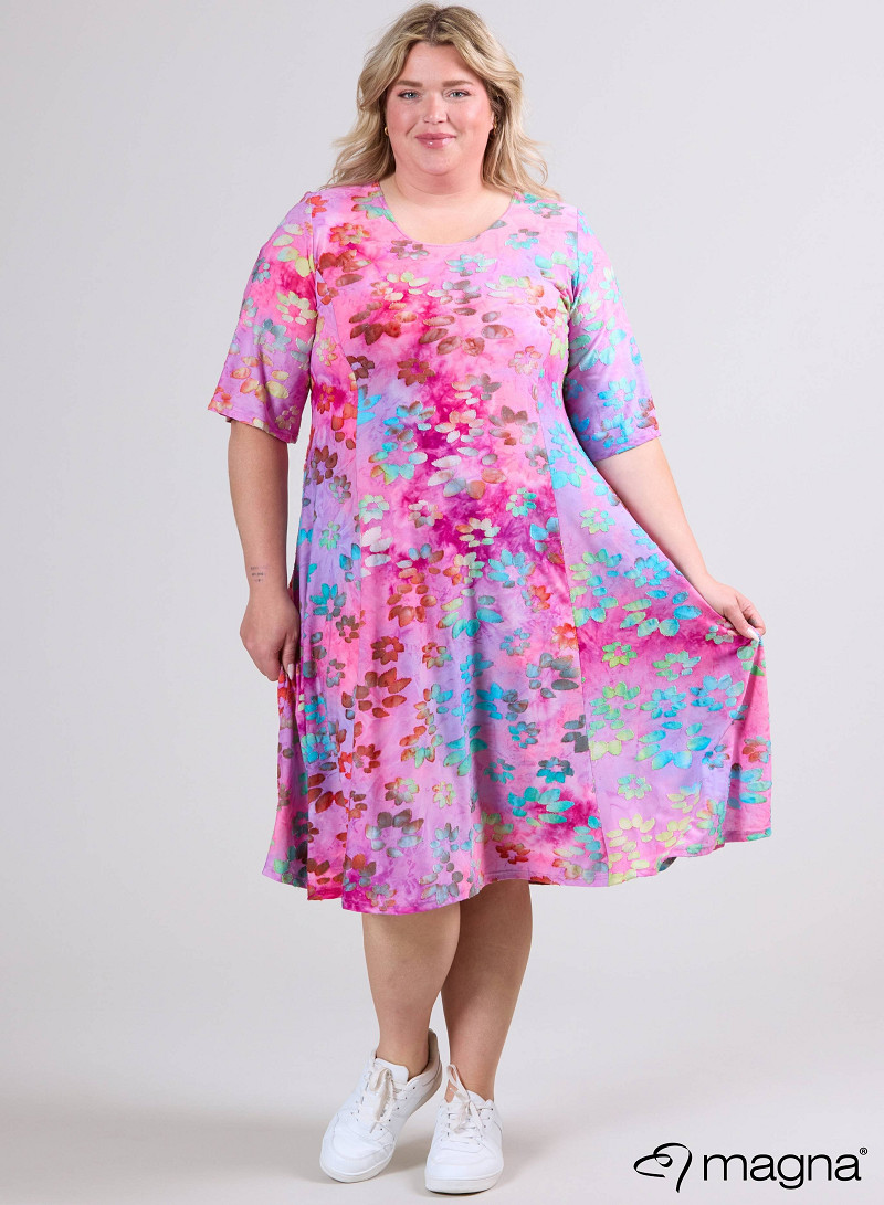 Long A-Line Dress (C-2513-MSH) T76011-Daisy Design Turquoise-Pink