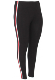 Legging lang streep (F-8001) 001-zwart