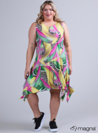 A-Shaped Sleeveless Split Dress (C-2323-PRINT) V11006-Pastel Waves Pink