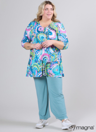 Lange basic shirt (B-6004-PRINT) T39008-Flowing Canvas Lime-Pink