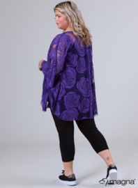Poncho WINGS chiffon print Burnout Roses (M-0004-CHPR-BR) 021-Purple
