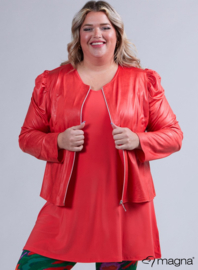 Kort Leather Look Puff Shoulder Jacket (K-2401-LL) 066-Coral
