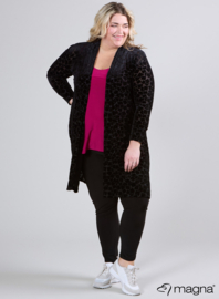 Open Front Loose Cardigan (N-2201-VVP) T35001-Flocked Block black