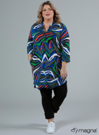 A-Line Long Pocket Tunic (C-2217-PR) V75060-Multi Zebra Blue