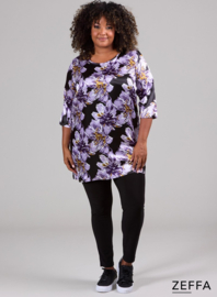 Simple Tunic  (ZF-TU-1005-SLK) U68021-Brushed Flower Purple