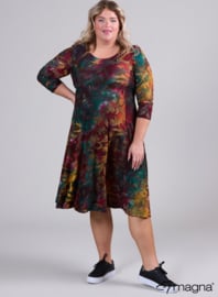 Long A-Line Tuniek-Dress (C-2130-MSH) U51038-Fall Leaves Green-Red