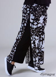 Broek Basic met chiffon laag(D-4003-PR) 202001-Big Leaves BW