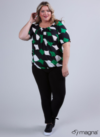 Short Sleeve Puffy Shirt (B-8018-PRINT) V75058-Diamond Blocks Green