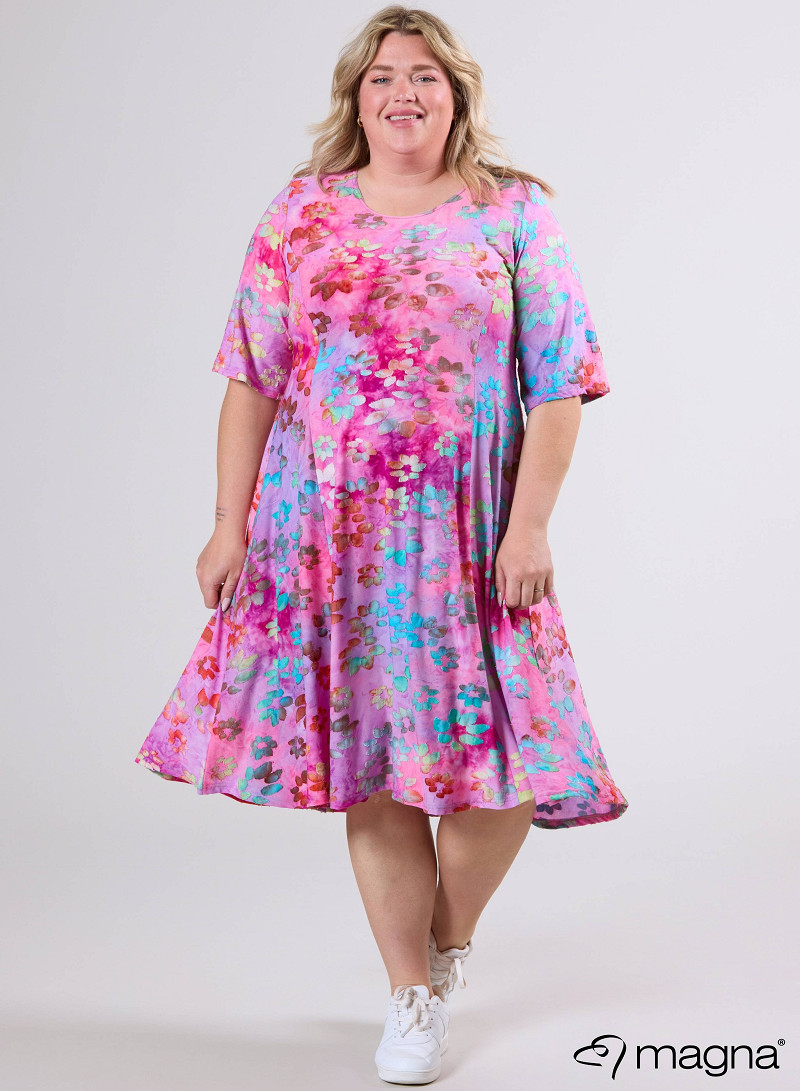 Long A-Line Dress (C-2513-MSH) T76011-Daisy Design Turquoise-Pink