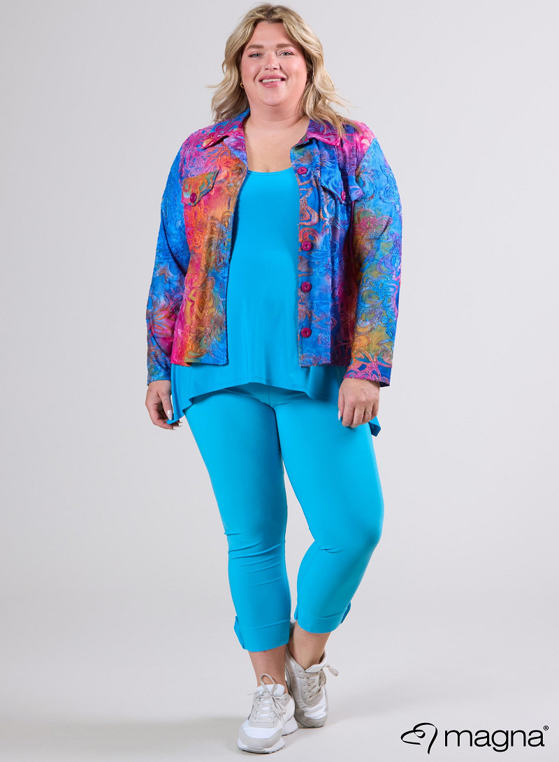 Jaquard Button Jacket (K-2402-MSH) T99006-Floral Pink-Blue