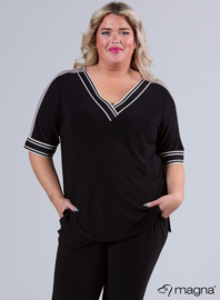 V-Neck Wide Trim Shirt (B-2422) V16001-Middel Wide Black