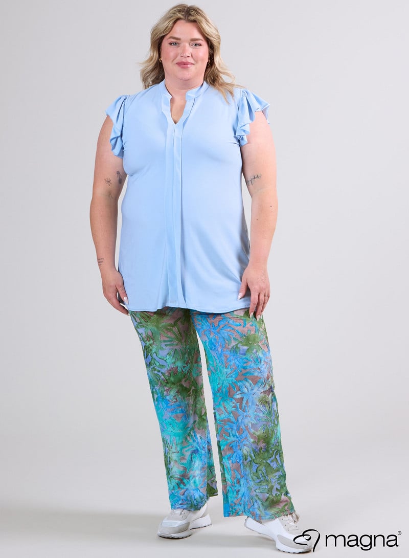 Sleeveless Frill Tunic (C-2305) 004-Sky Blue
