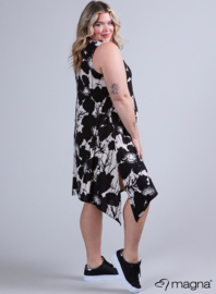 A-Shaped Sleeveless Split Dress (C-2323-PRINT) V59001-Bamboo Jungle Beige-Black