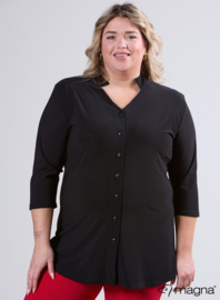 Button Tunic V-Shaped Neckline (C-2506) 001-Zwart