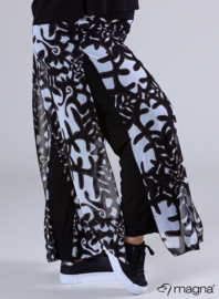 Broek Basic met chiffon laag(D-4003-PR) 202001-Big Leaves BW