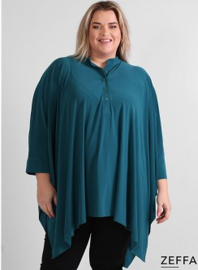 Oversized Tuniek/Ponncho (ZF-PO-1002)  048-Petrol