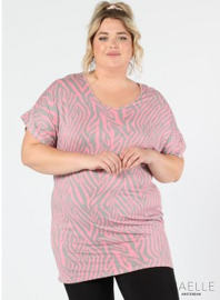 Oversized Shirt (ME-TU-1015) Y-02005-Graphical Zebra Pink