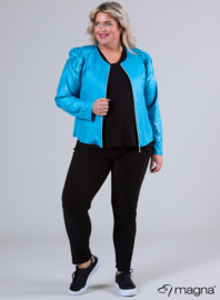 Kort Leather Look Puff Shoulder Jacket (K-2401-LL) 011-Turquoise
