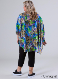 Poncho WINGS chiffon print (M-0004-CHP) V05060-Waves Blue-Green