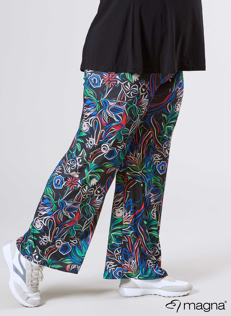 Broek Basic (D-03-PR) T66060-Multicolor Flower Blue