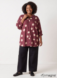 Button Down Flowy Tunic (C-2617-PRINT) T11032-Orbit Circles Wine Red