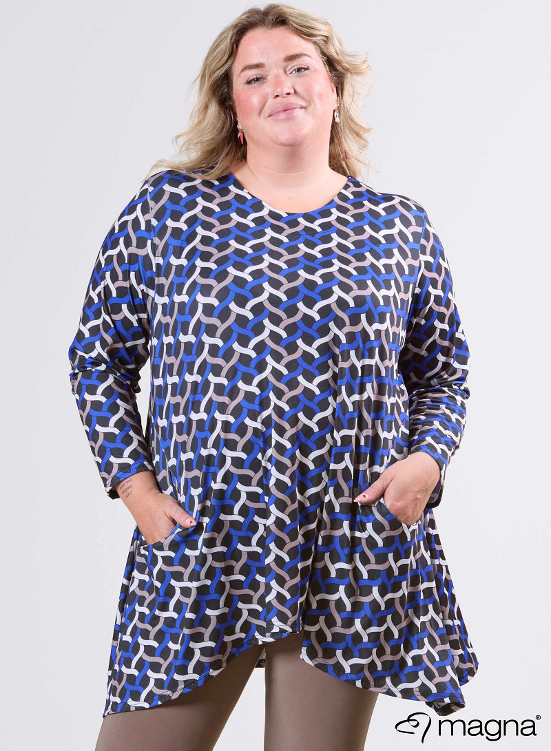 Tuniek Isabel (C-4051-PRINT) T72060-Woven Royal Blue-Sand