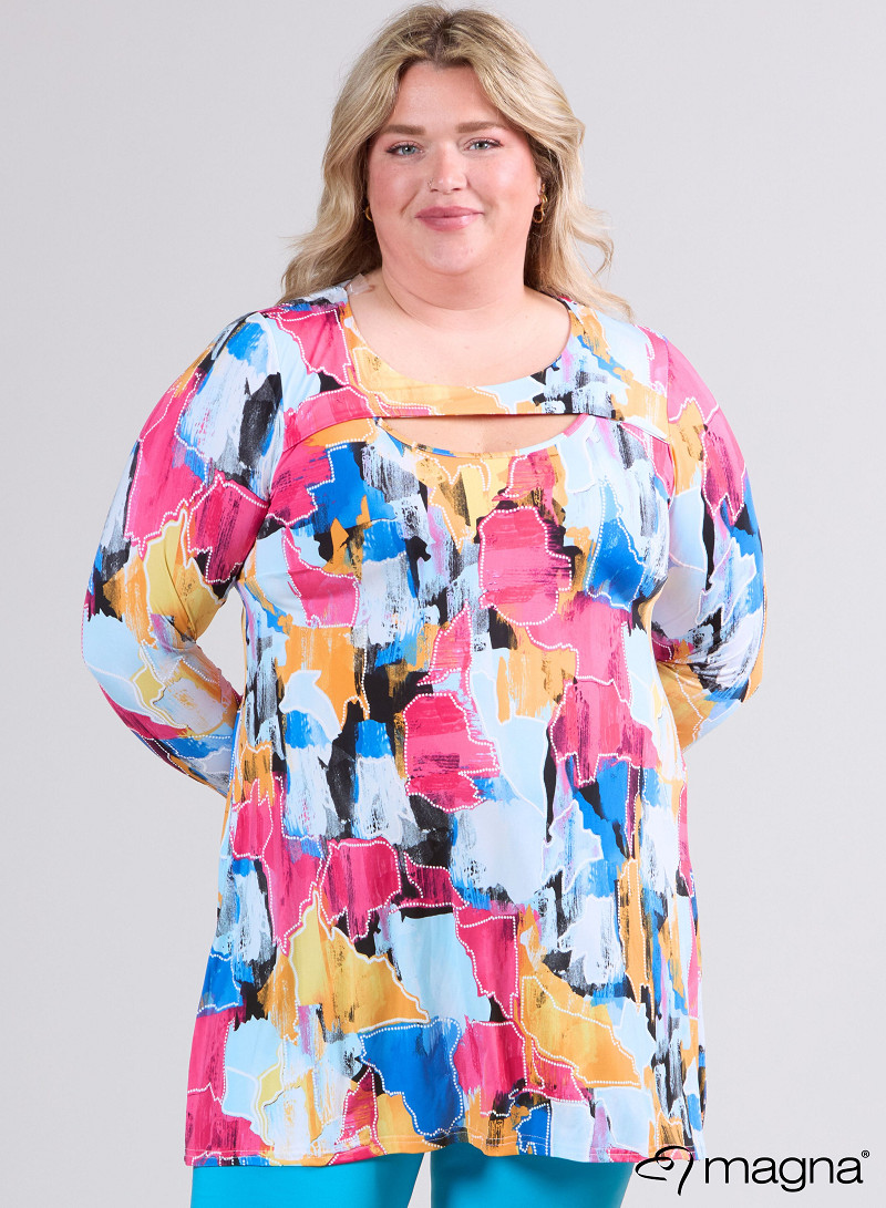 Shirt open neklijn  (B-8020-PRINT) 802060-Colorfull