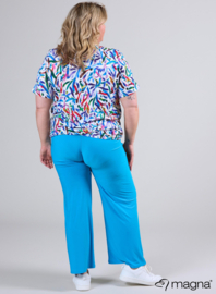 Short Sleeve Puffy Shirt (B-8018-PRINT) U08060-Mixed Lines Blue