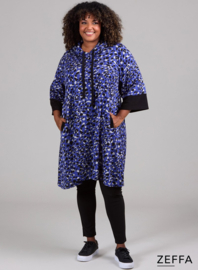 Oversized Long Hoody-Tunic (ZF-SW-1001-HVPN) U75060-Dotted Animal Blue