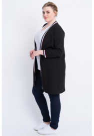 Blazer streep viscose (N-8003) 001-Zwart