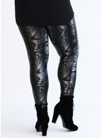 Legging Leather Look (F-23-LL-PR) 514001-Waves Black