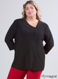 Comfy Button Flap Tunic (C-2504) 001-Zwart