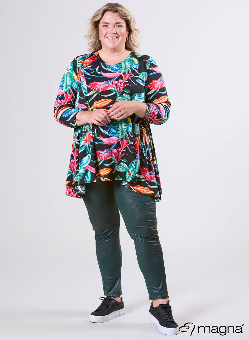 Tuniek Isabel (C-4051-PRINT) T68038-Big Leaves Green-Red.