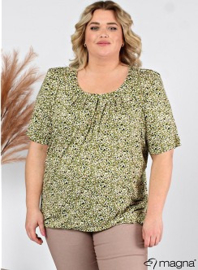 Short Sleeve Puffy Shirt (B-8018-MB-VISprint) Z78023-Small Print Green