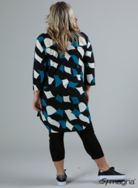 A-Line Long Pocket Tunic (C-2217-PR) V75048-Diamond Blocks Petrol