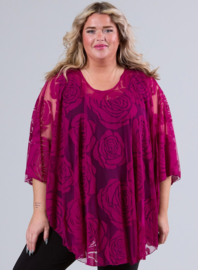 Poncho WINGS chiffon print Burnout Roses (M-0004-CHPR-BR) 056-Dr.Fuchisa