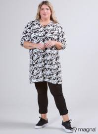 Relaxed V-Strap tunic (C-2320-VP) U19001-Small Leaves Black-White