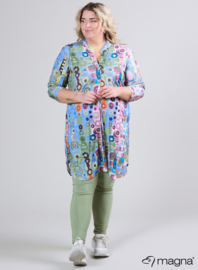 A-Line Long Pocket Tunic (C-2217-PR) T41071-Wall Deco Blue-Pink